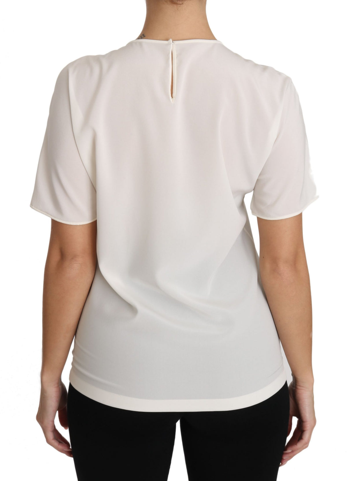Dolce & Gabbana White Stretch Silk T-Shirt #dgfamily