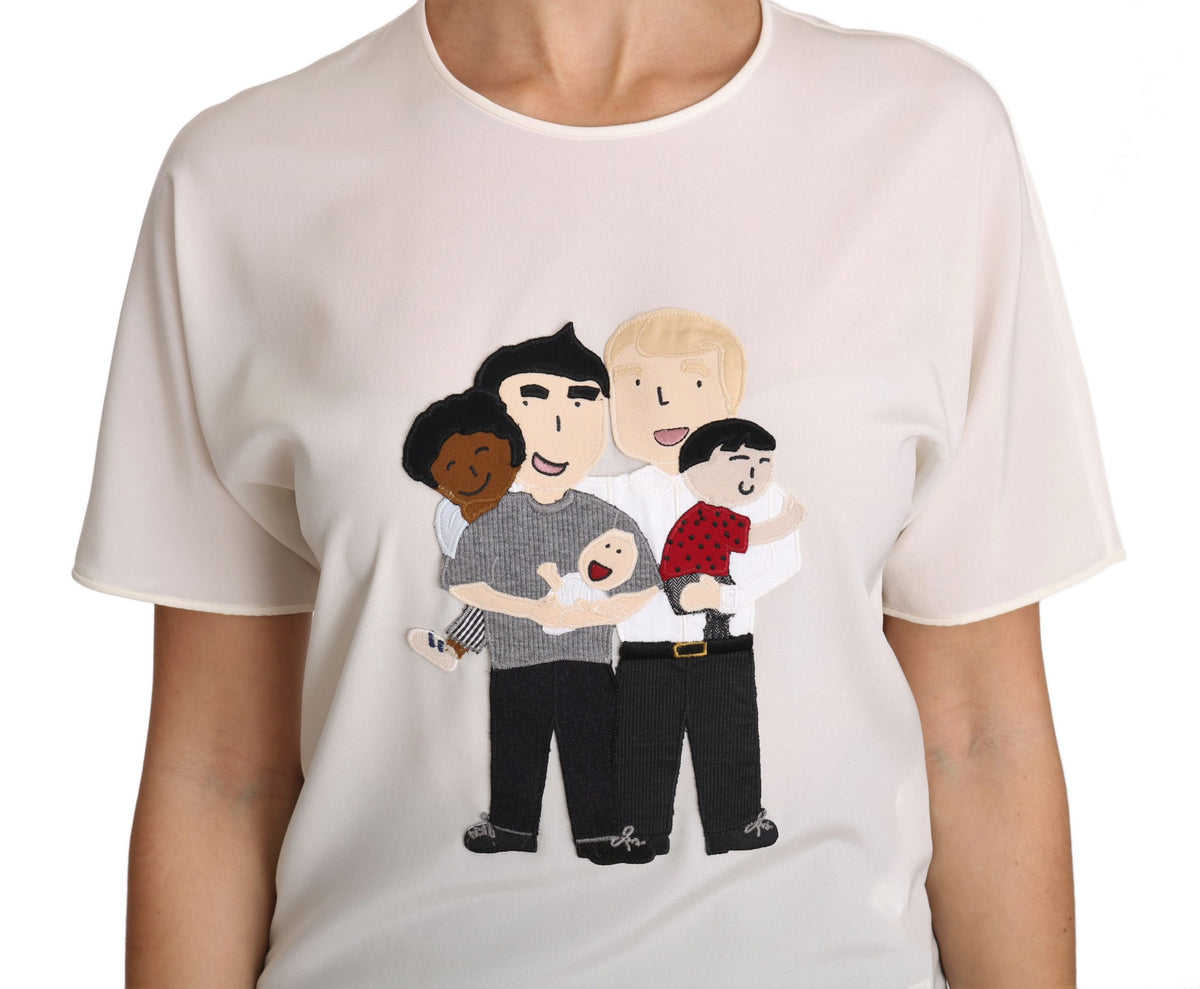 Dolce & Gabbana White Stretch Silk T-Shirt #dgfamily