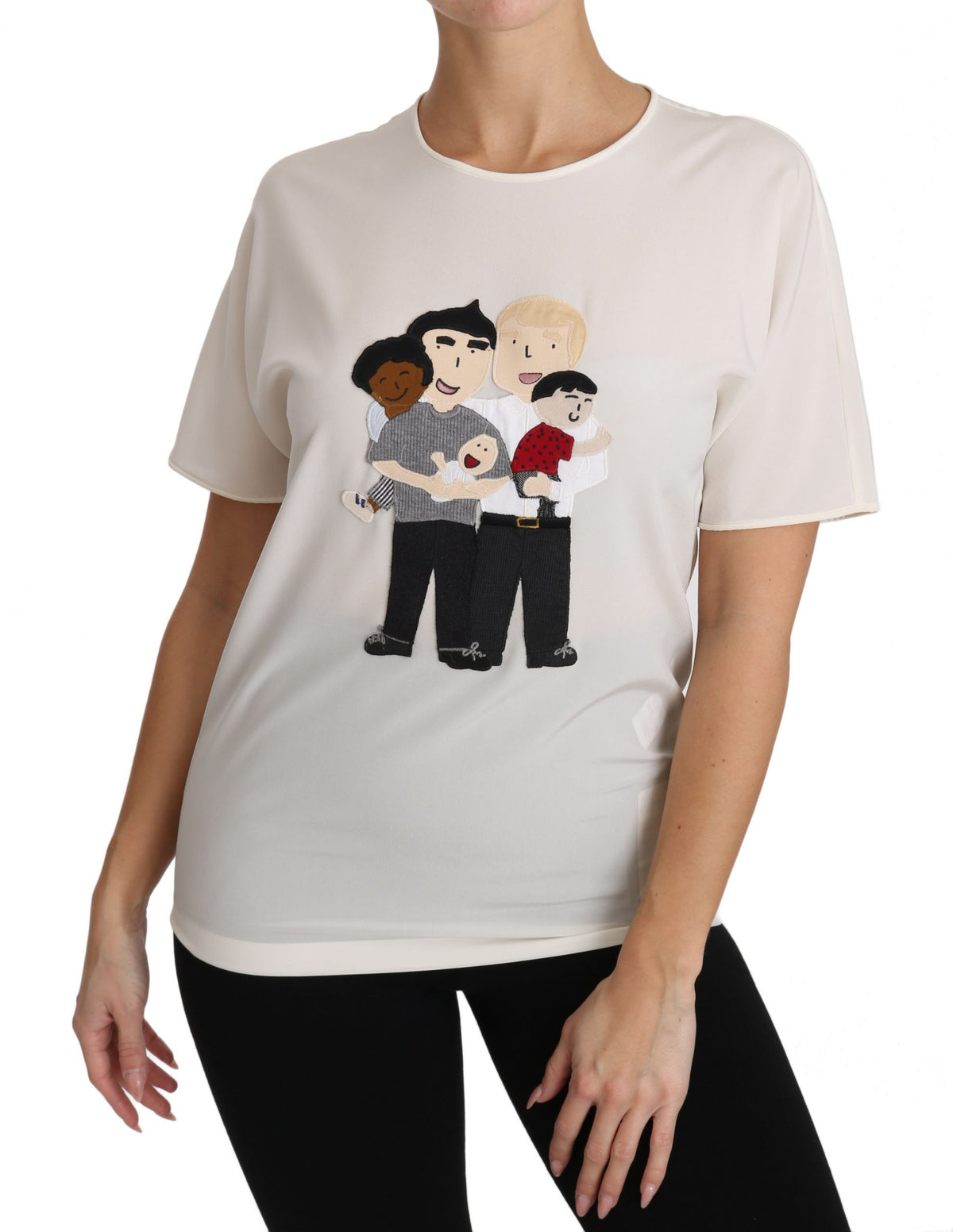 Dolce & Gabbana White Stretch Silk T-Shirt #dgfamily