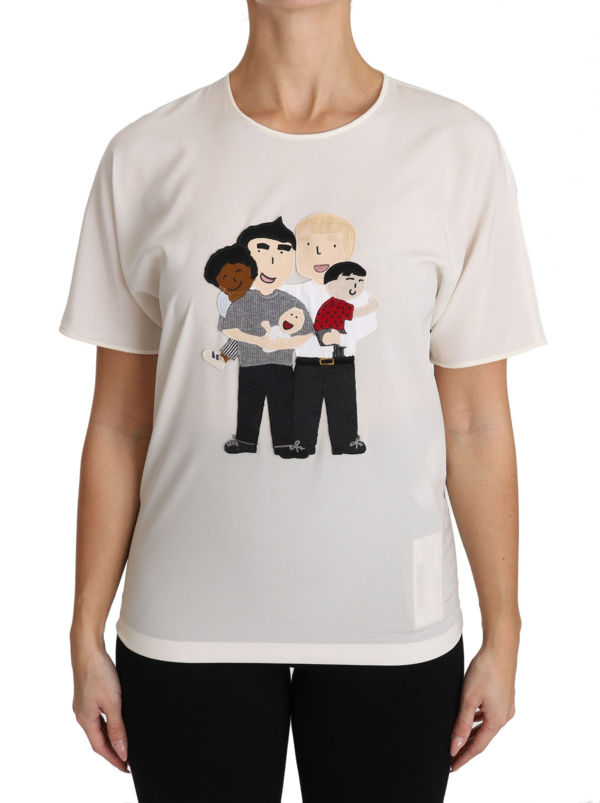 Dolce & Gabbana White Stretch Silk T-Shirt #dgfamily