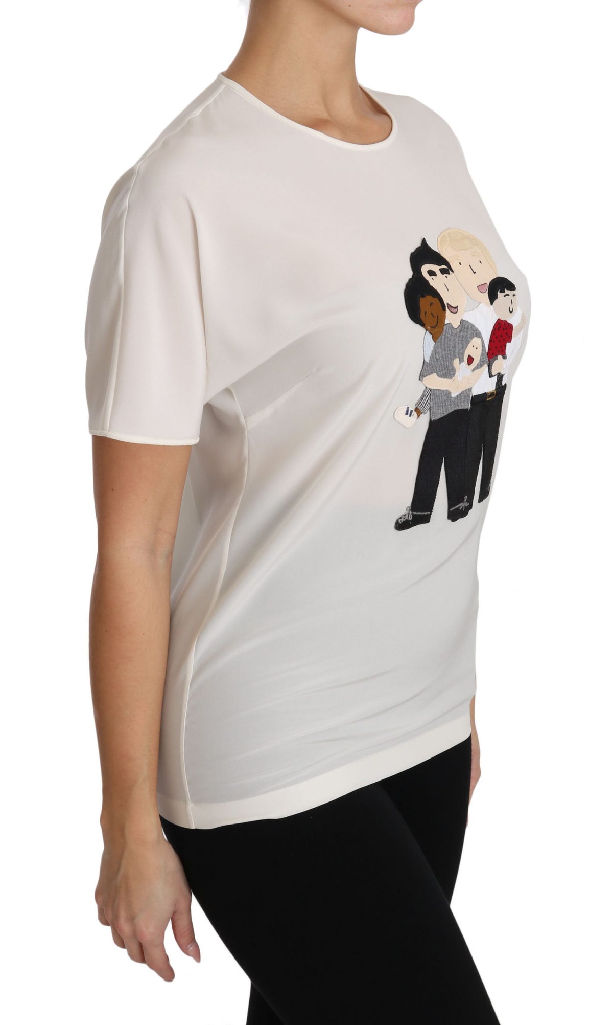 Dolce & Gabbana White Stretch Silk T-Shirt #dgfamily