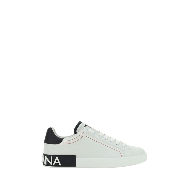 Dolce & Gabbana Weiße Low-Top-Sneaker aus Kalbsleder Bos Taurus