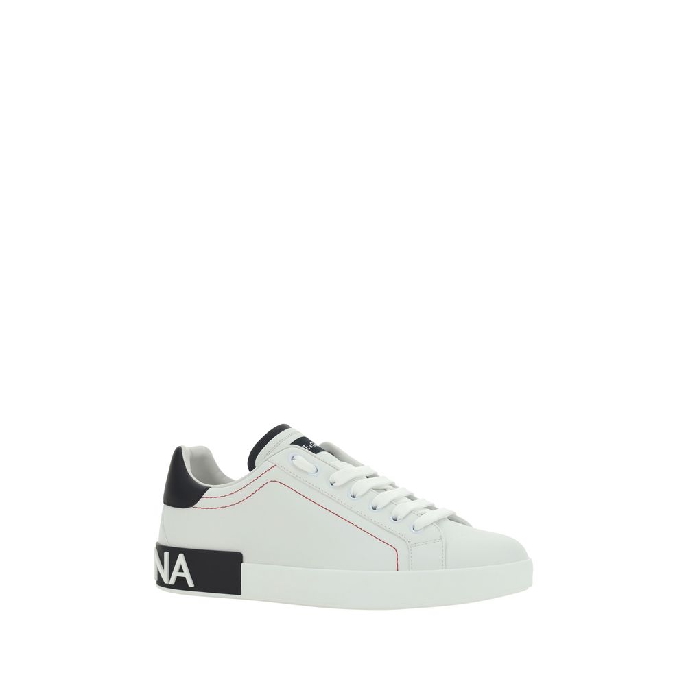 Dolce & Gabbana White Bos Taurus Calfskin Low-Top Sneakers