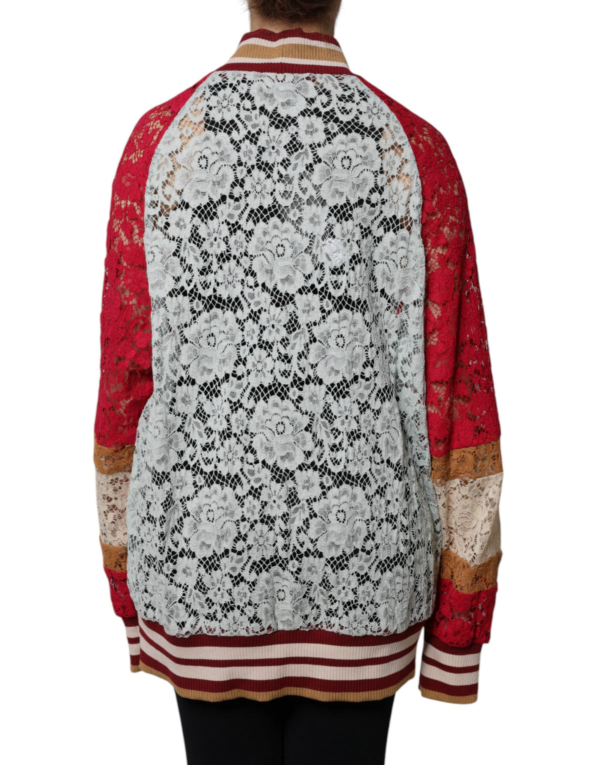 Dolce & Gabbana Mehrfarbige Strickjacke mit floraler Spitze