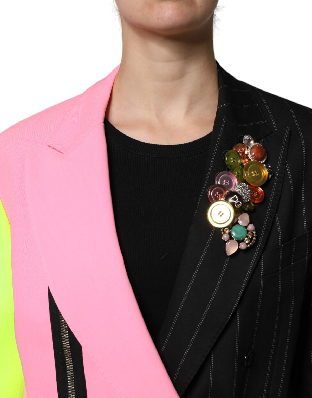 Dolce & Gabbana Multicolor Patchwork verschönerte Manteljacke