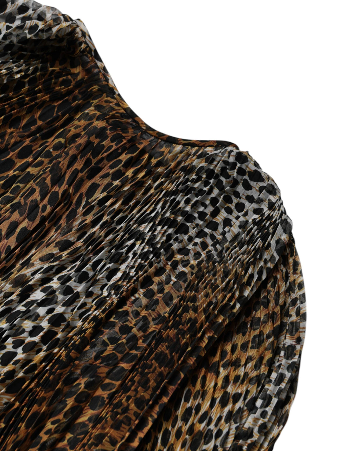 Dolce & Gabbana Braunes Chiffon-Kleid mit Leopardenmuster und Schal