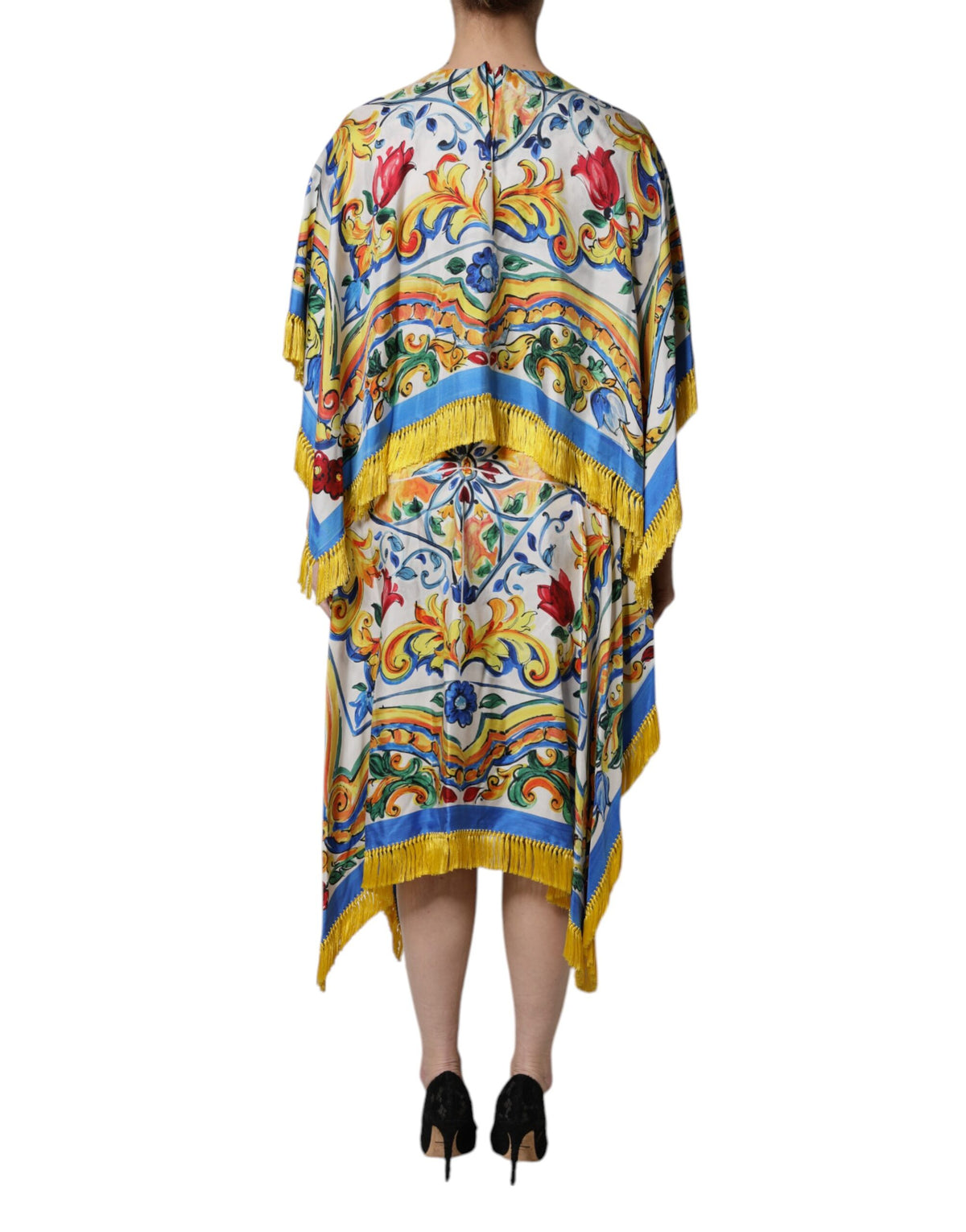 Dolce & Gabbana Multicolor Majolica Kaftan Short-Sleeve Maxi Dress