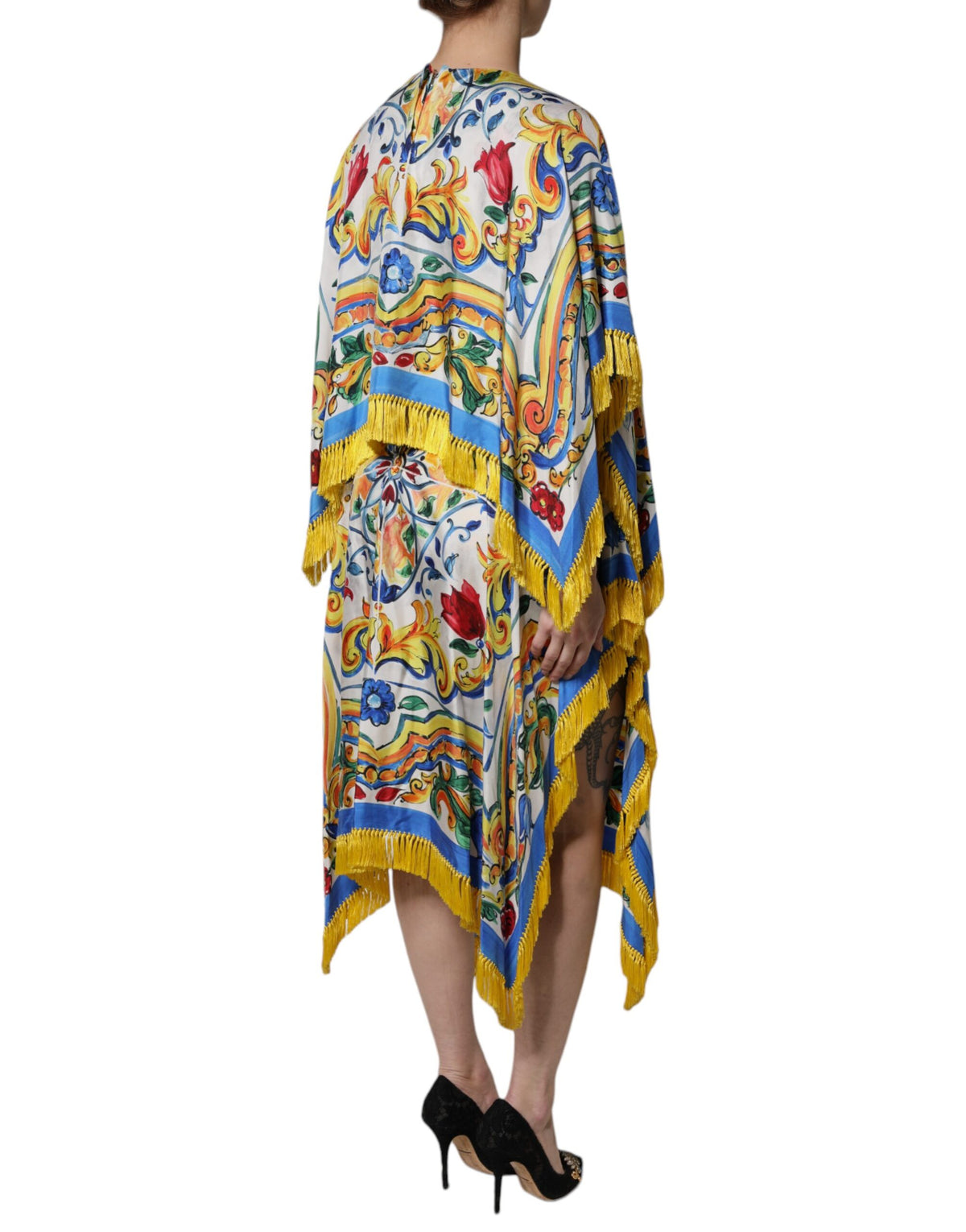 Dolce & Gabbana Multicolor Majolica Kaftan Short-Sleeve Maxi Dress