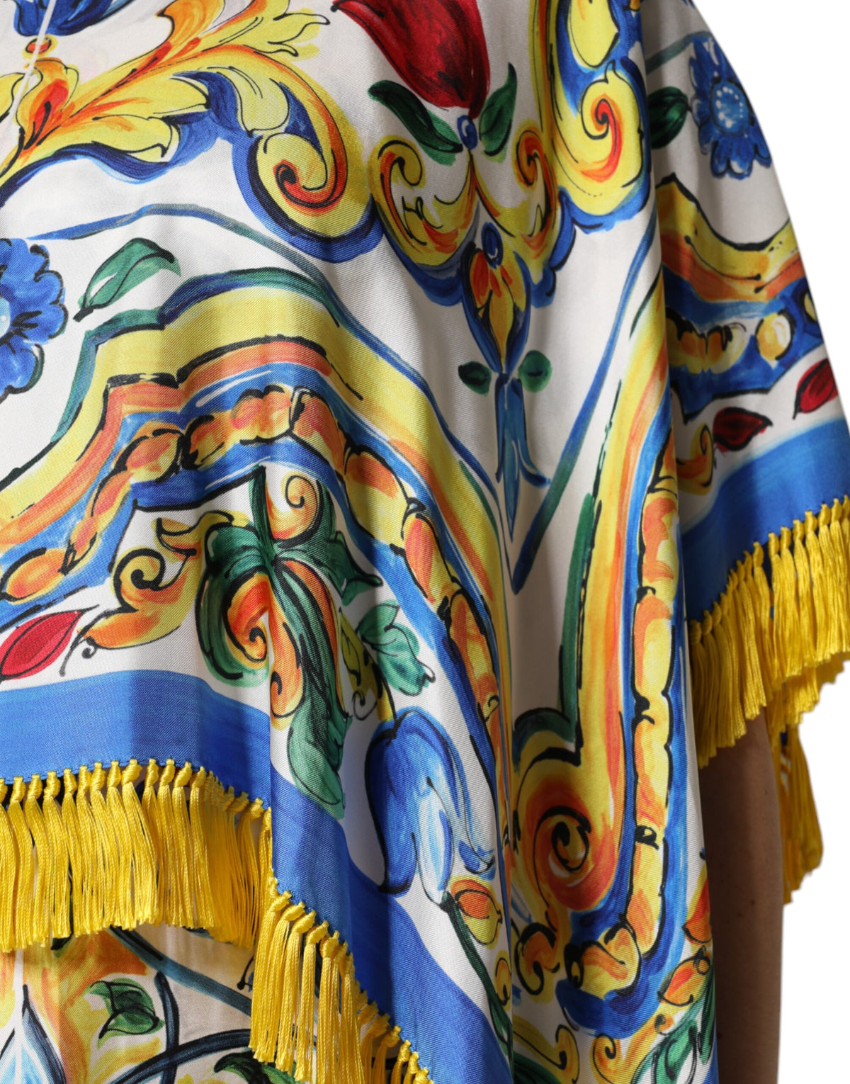 Dolce & Gabbana Multicolor Majolica Kaftan Short-Sleeve Maxi Dress