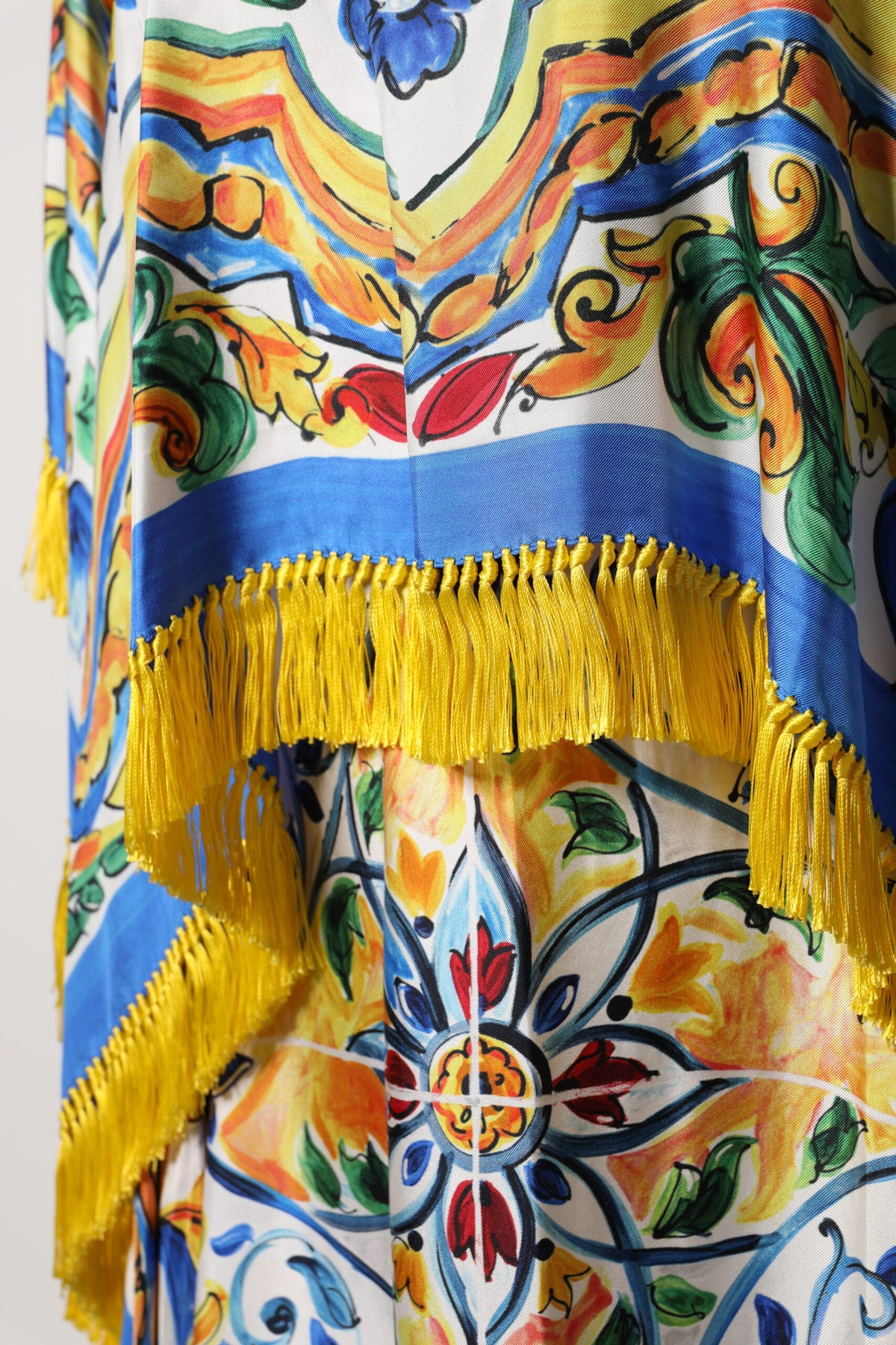Dolce & Gabbana Multicolor Majolica Kaftan Short-Sleeve Maxi Dress