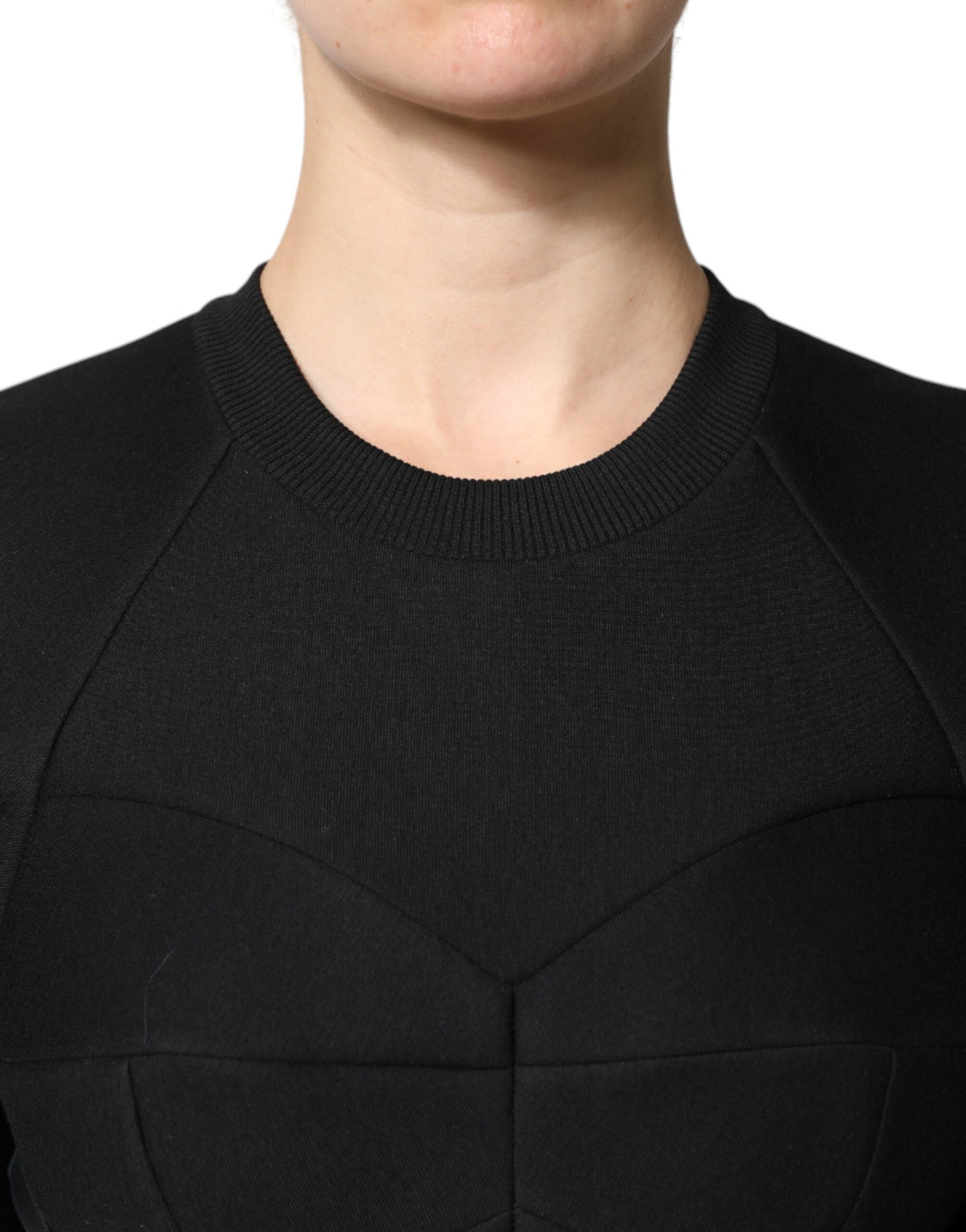 Dolce & Gabbana Black Cotton A-Line Long-Sleeve Mini Dress