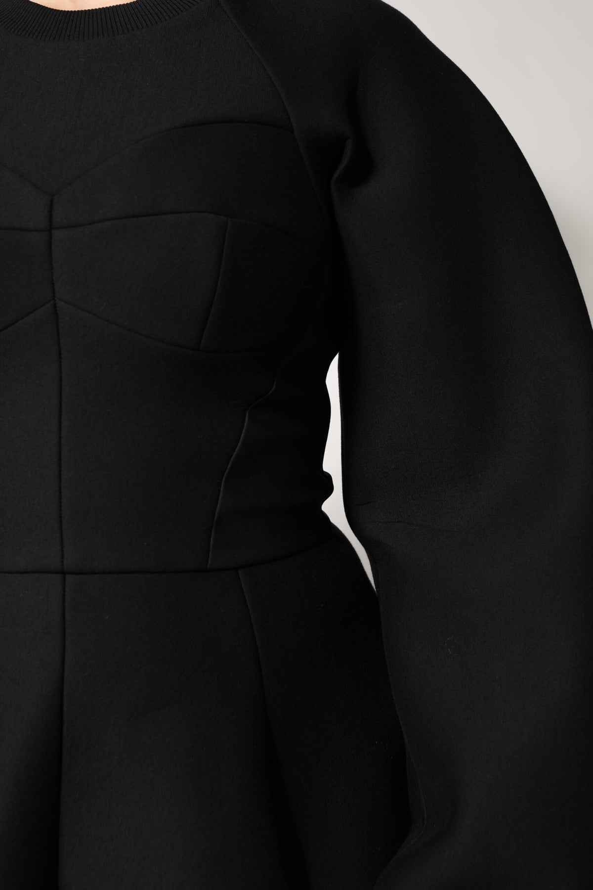 Dolce & Gabbana Black Cotton A-Line Long-Sleeve Mini Dress