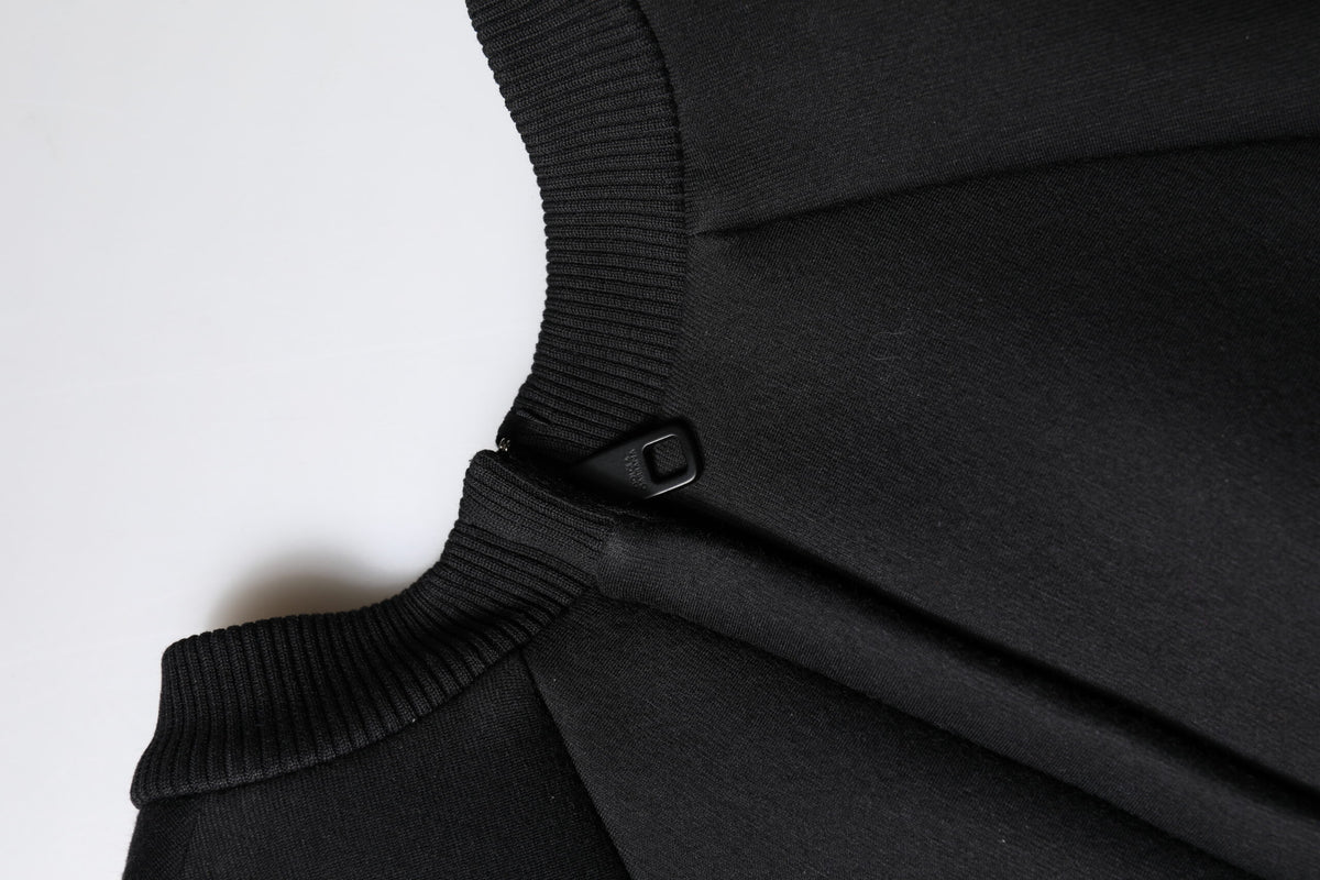 Dolce & Gabbana Black Cotton A-Line Long-Sleeve Mini Dress