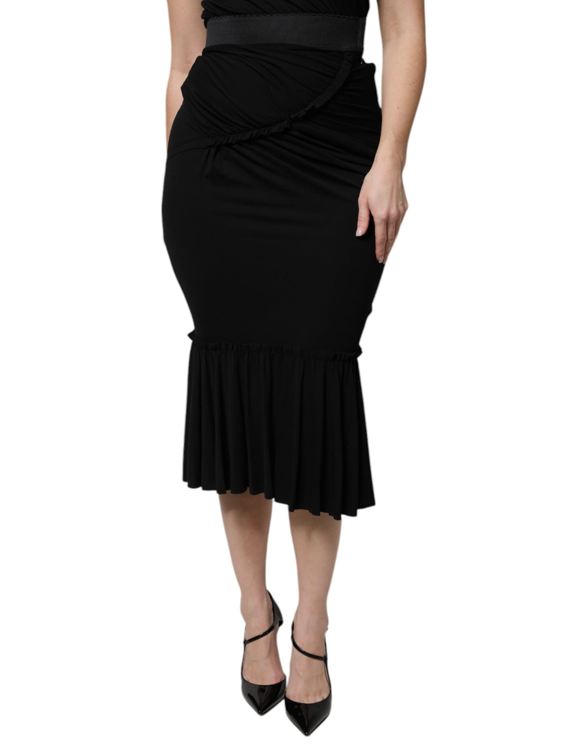 Dolce & Gabbana Black High-Waist Mermaid Midi Skirt