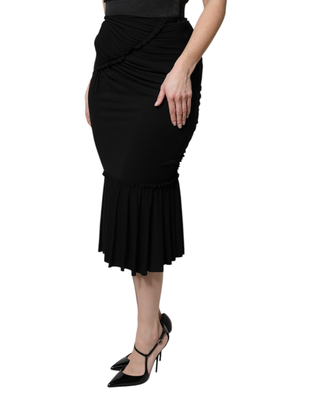 Dolce & Gabbana Black High-Waist Mermaid Midi Skirt