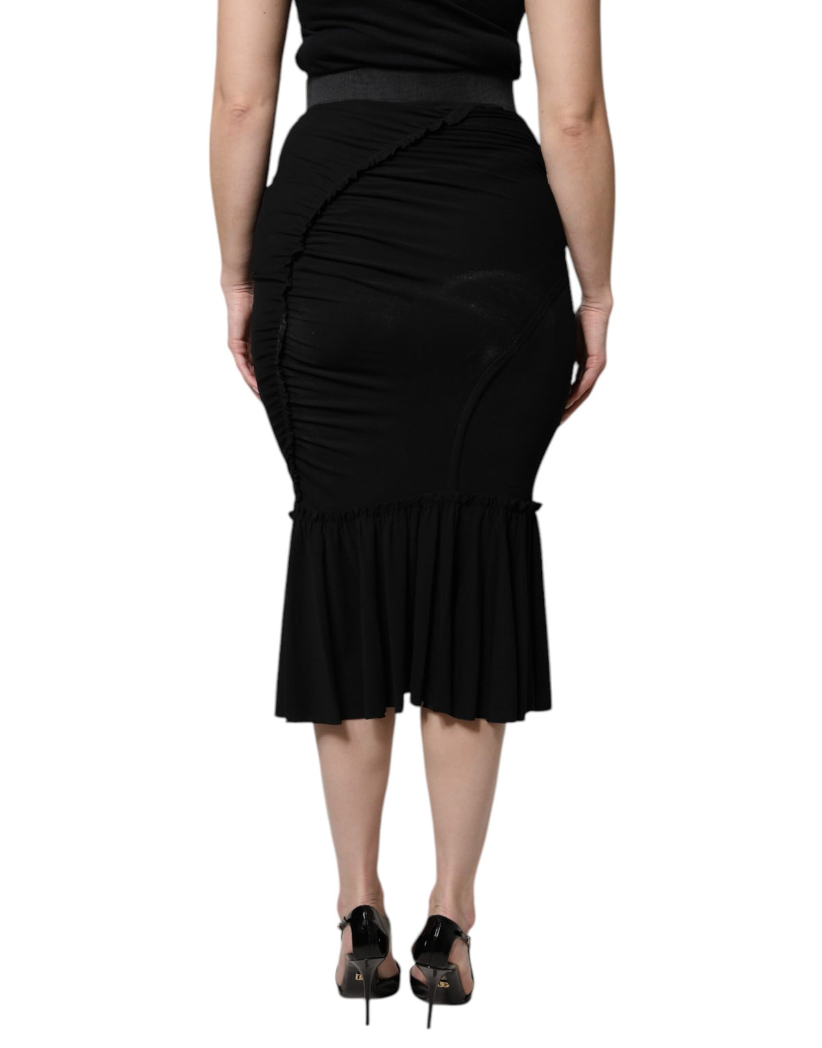 Dolce & Gabbana Black High-Waist Mermaid Midi Skirt