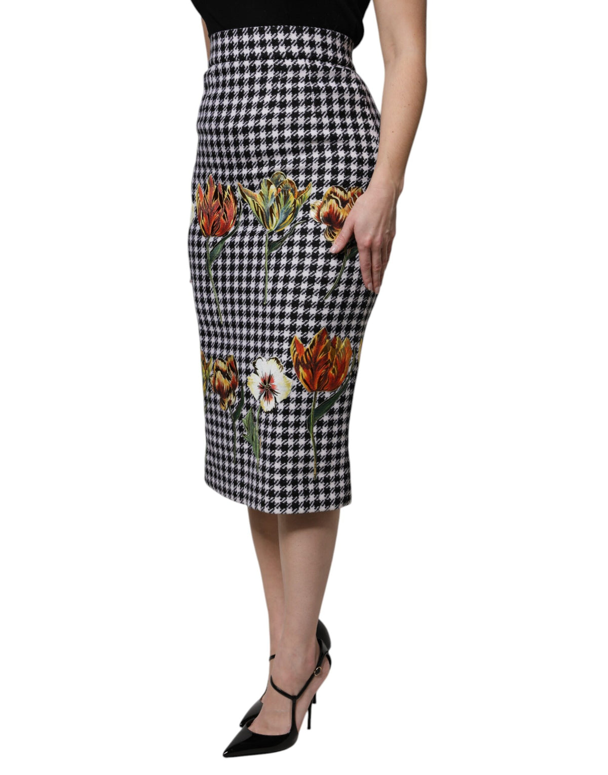 Dolce & Gabbana Multicolor Floral Print High-Waist Pencil Skirt