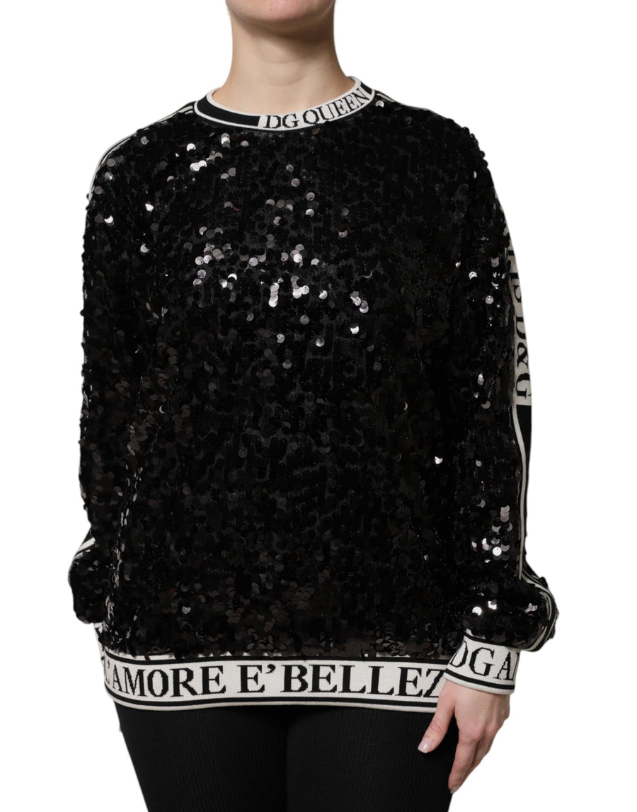 Dolce & Gabbana Black DG Queen Sequin Sweater