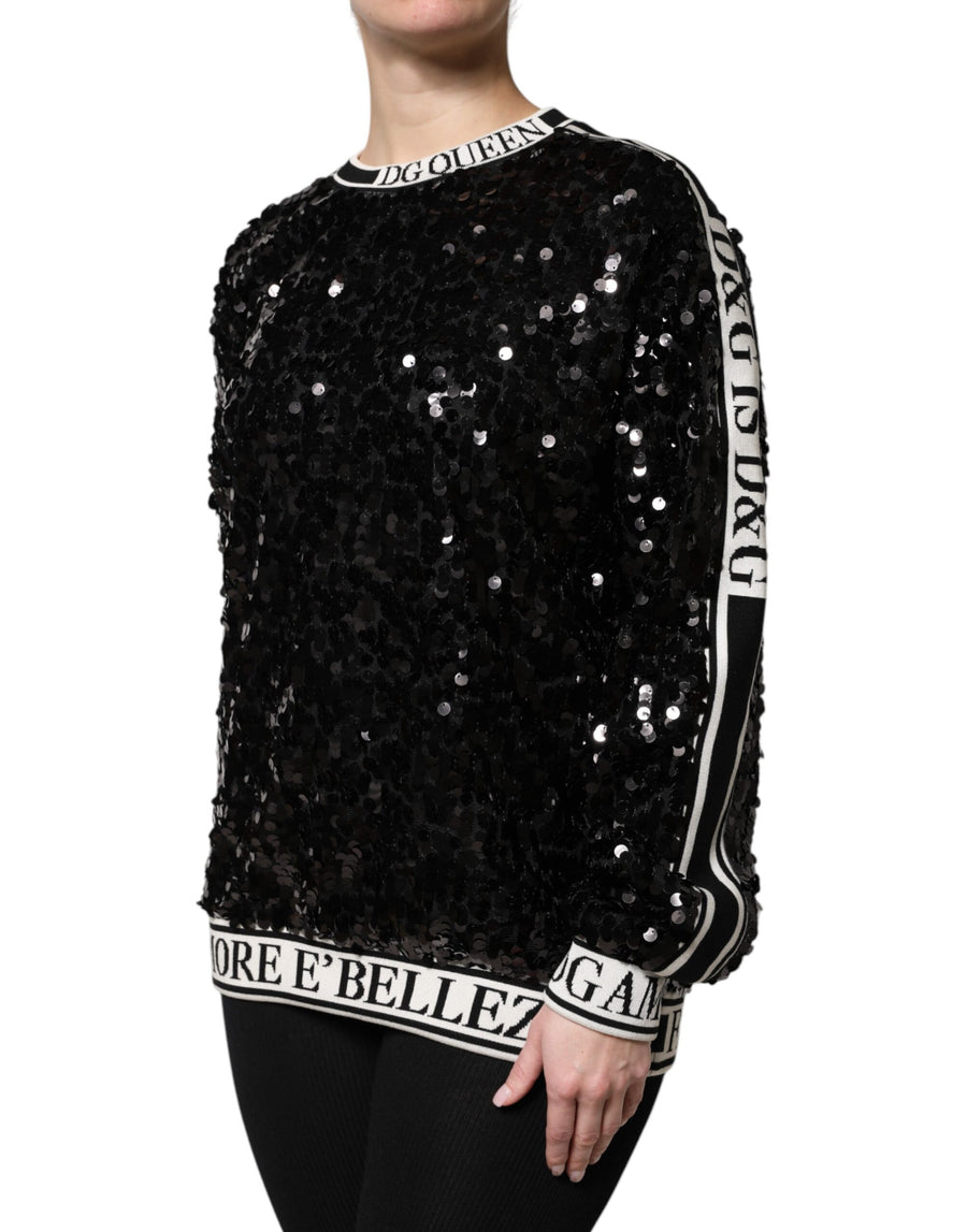 Dolce & Gabbana Black DG Queen Sequin Sweater