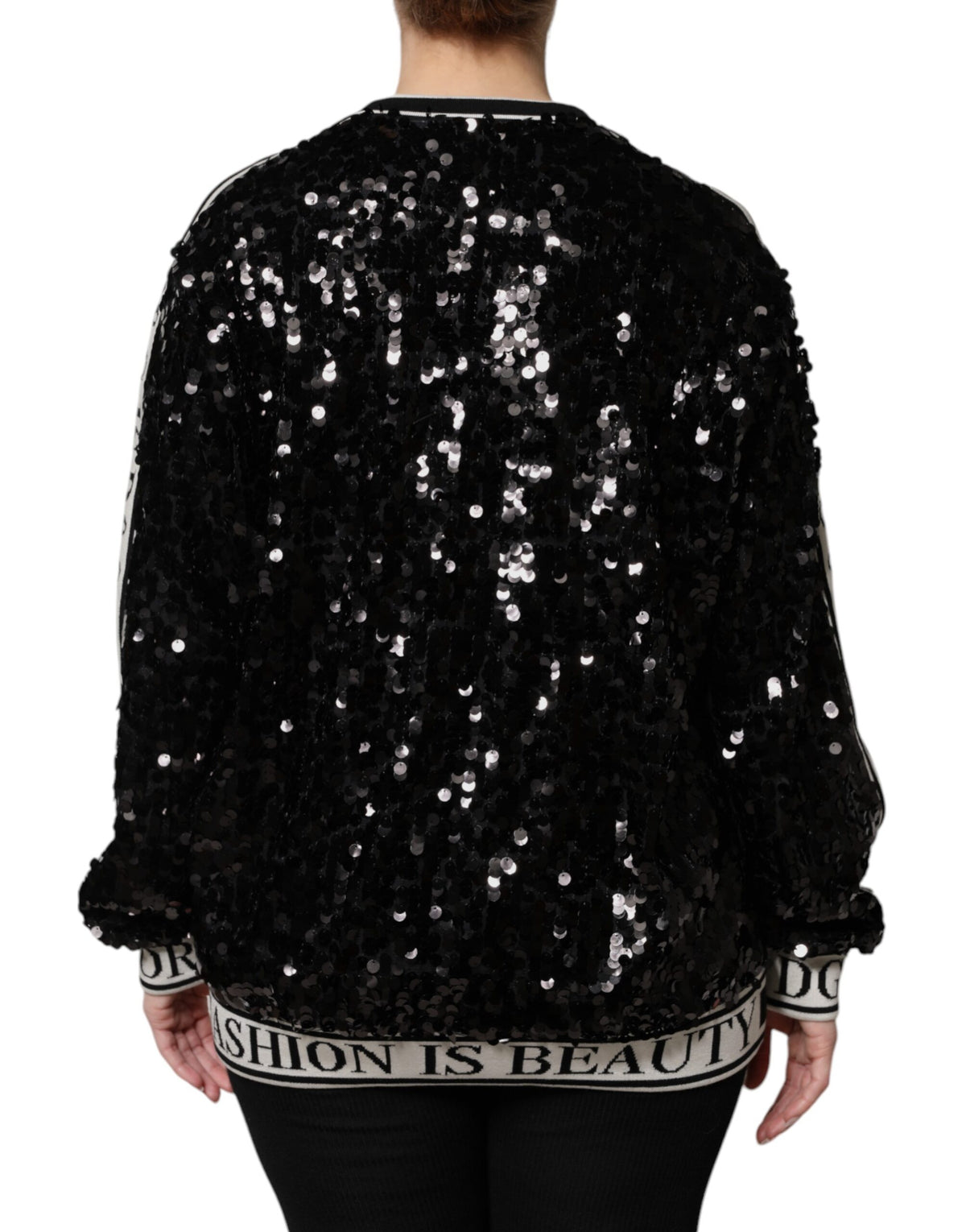 Dolce & Gabbana Black DG Queen Sequin Sweater