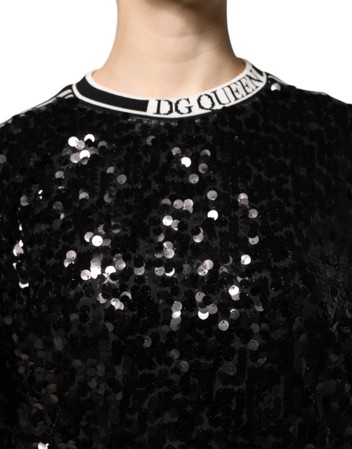 Dolce & Gabbana Black DG Queen Sequin Sweater