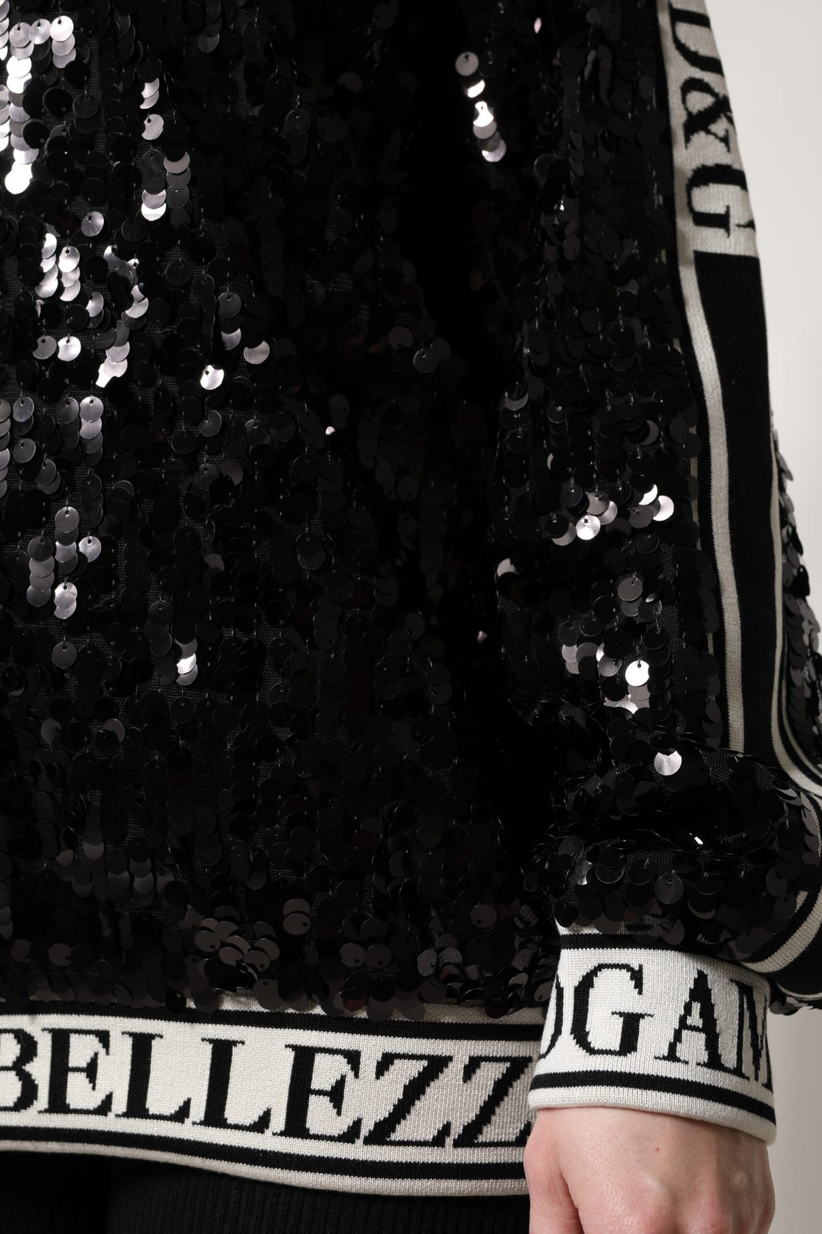 Dolce & Gabbana Black DG Queen Sequin Sweater