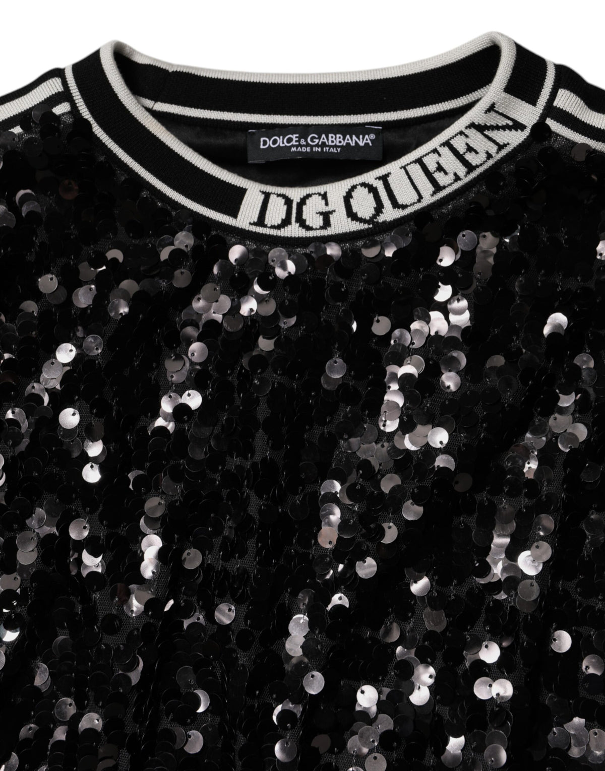 Dolce & Gabbana Black DG Queen Sequin Sweater