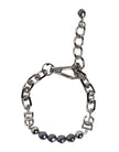 Dolce & Gabbana Armband mit silberfarbener Kette, Karabinerverschluss, Logo und grauen Perlen