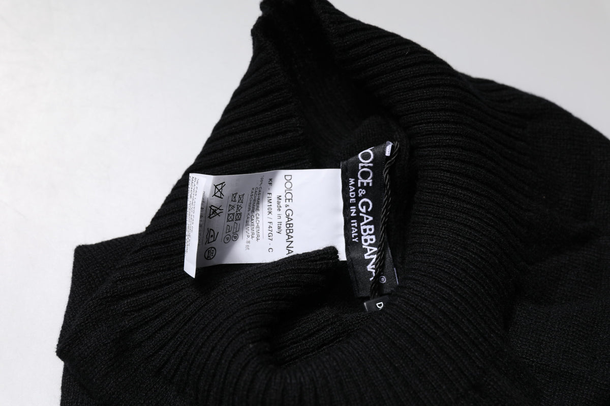 Dolce & Gabbana Schwarzer Kaschmir Strick-Halswärmer Foulard-Schal