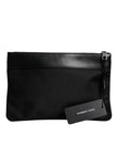 Dolce & Gabbana Multicolor Leopard Jacquard Print Logo Plaque Pouch Tasche