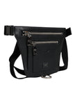 Dolce & Gabbana Schwarzes Kalbsleder Logo Plaque Gürtel Taille Männer Fanny Pack Tasche