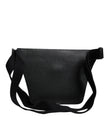 Dolce & Gabbana Schwarzes Kalbsleder Logo Plaque Gürtel Taille Männer Fanny Pack Tasche