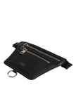 Dolce & Gabbana Schwarzes Kalbsleder Logo Plaque Gürtel Taille Männer Fanny Pack Tasche
