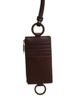 Dolce & Gabbana Braunes Kalbsleder Lanyard Logo Kartenhalter Brieftasche