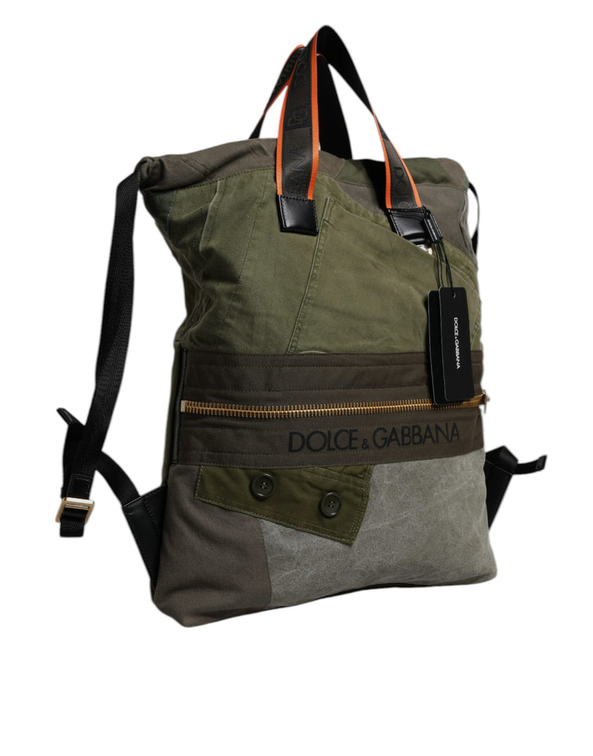 Dolce & Gabbana Militär Grün Patchwork Rucksack Rucksack Tasche