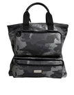 Dolce & Gabbana Graue Tarnfarben-Baumwolltasche mit mehreren Fächern Tote Bag