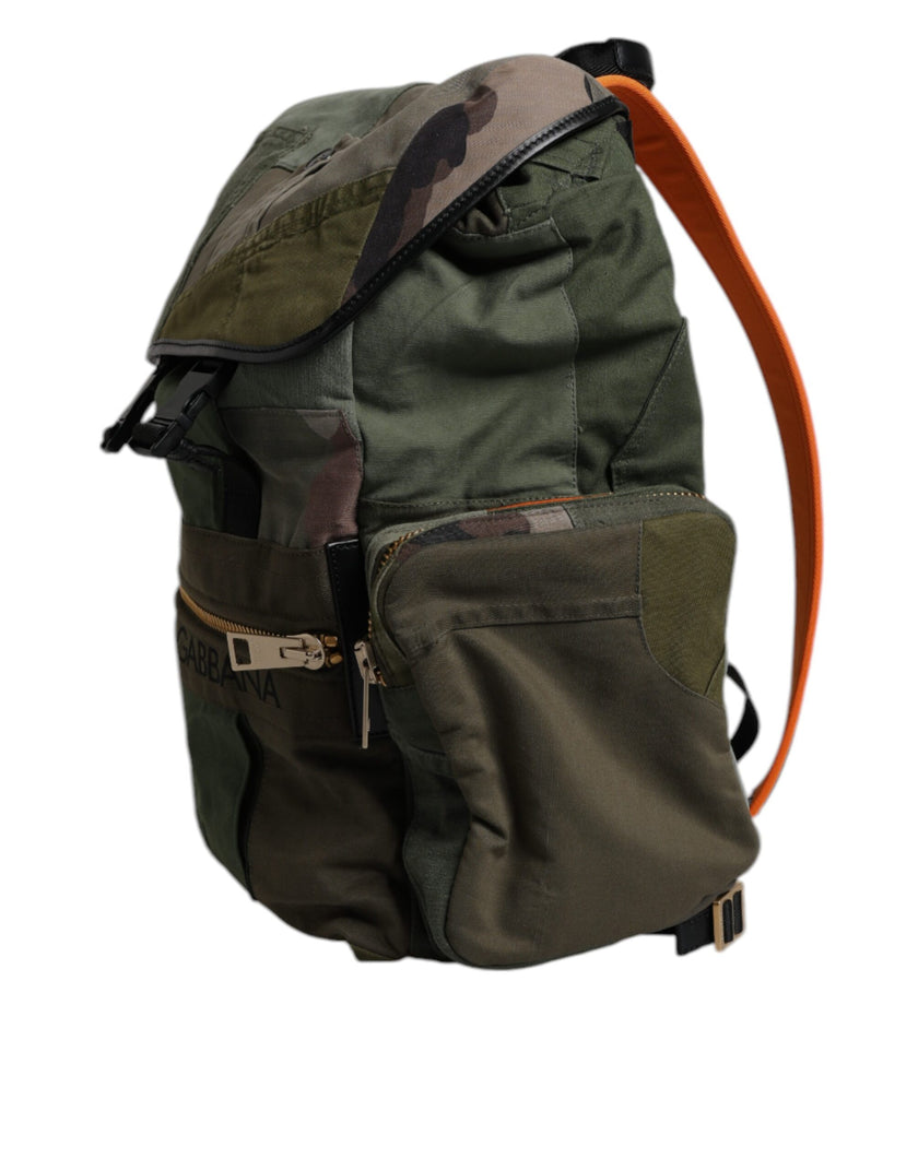 Dolce & Gabbana Militärgrünes Patchwork-Reiserucksacktasche