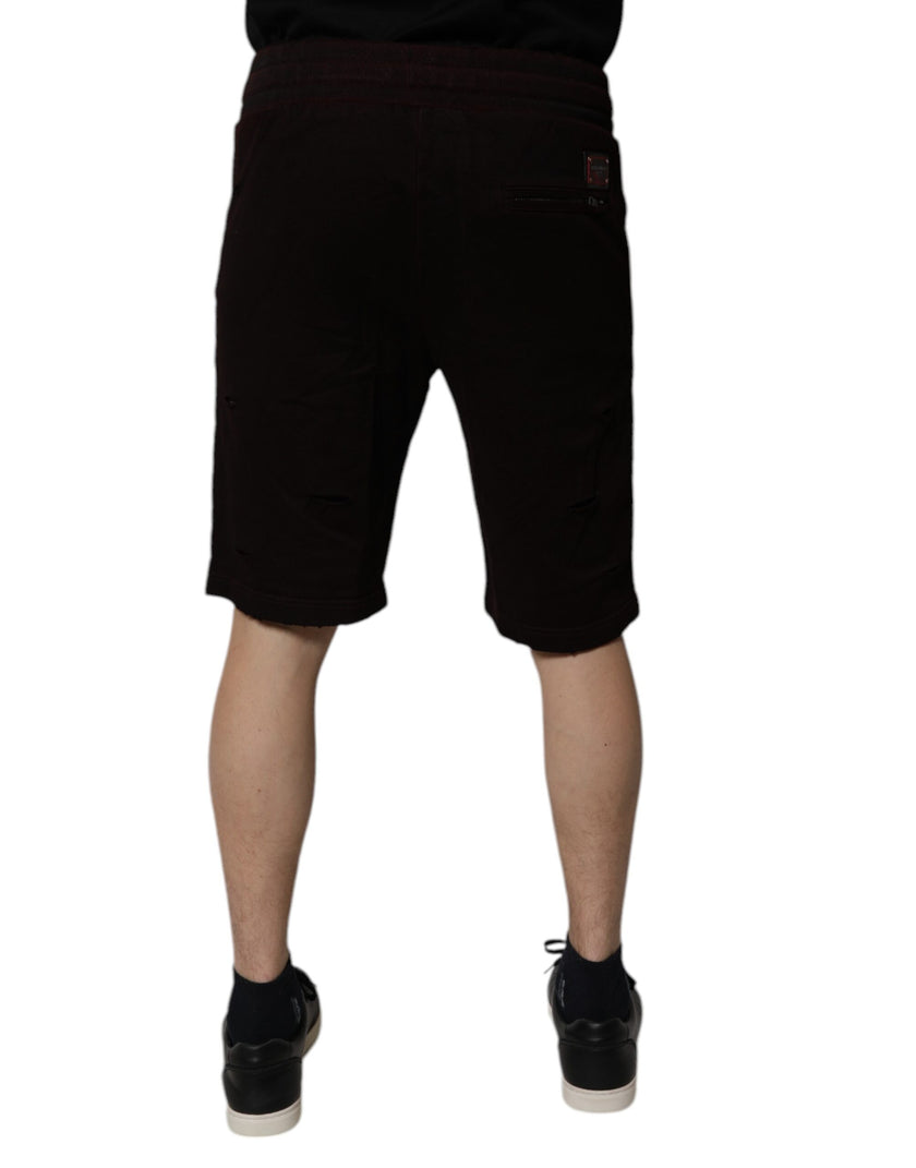 Dolce & Gabbana Maroon Baumwolle Sweatshorts Männer Bermuda Shorts