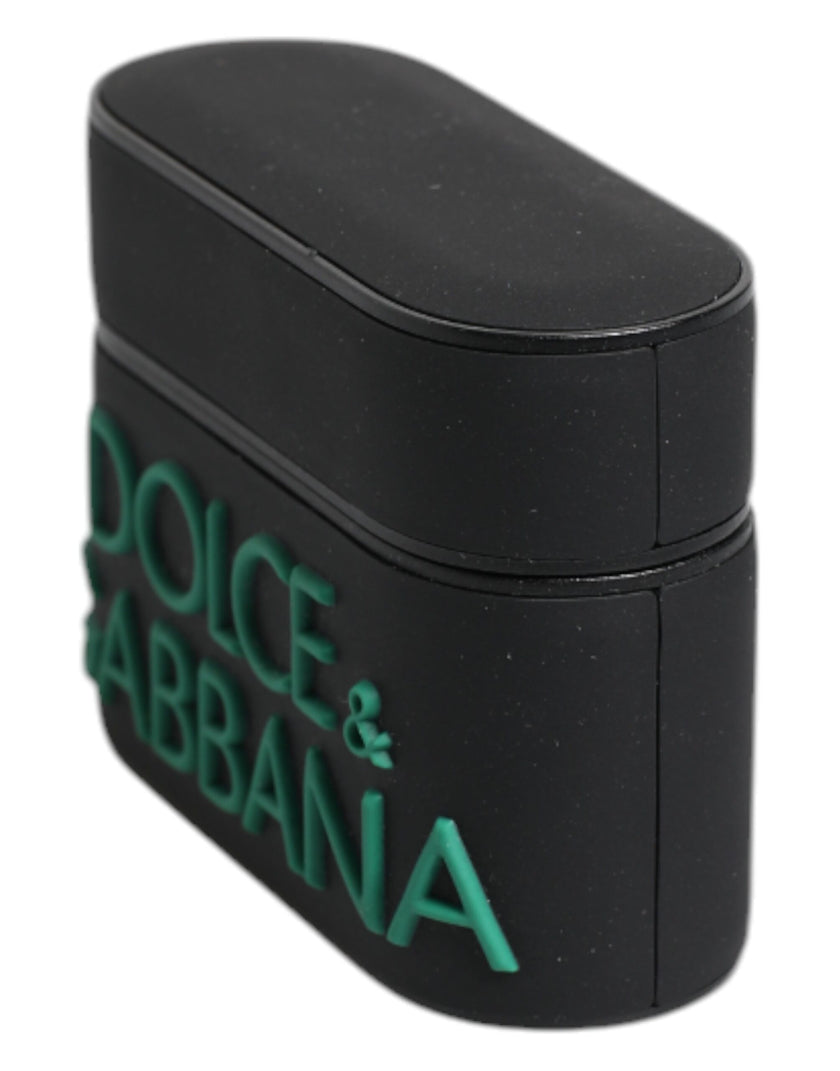 Dolce & Gabbana Schwarz Orange Silikon geprägte Logo Airpods Fall
