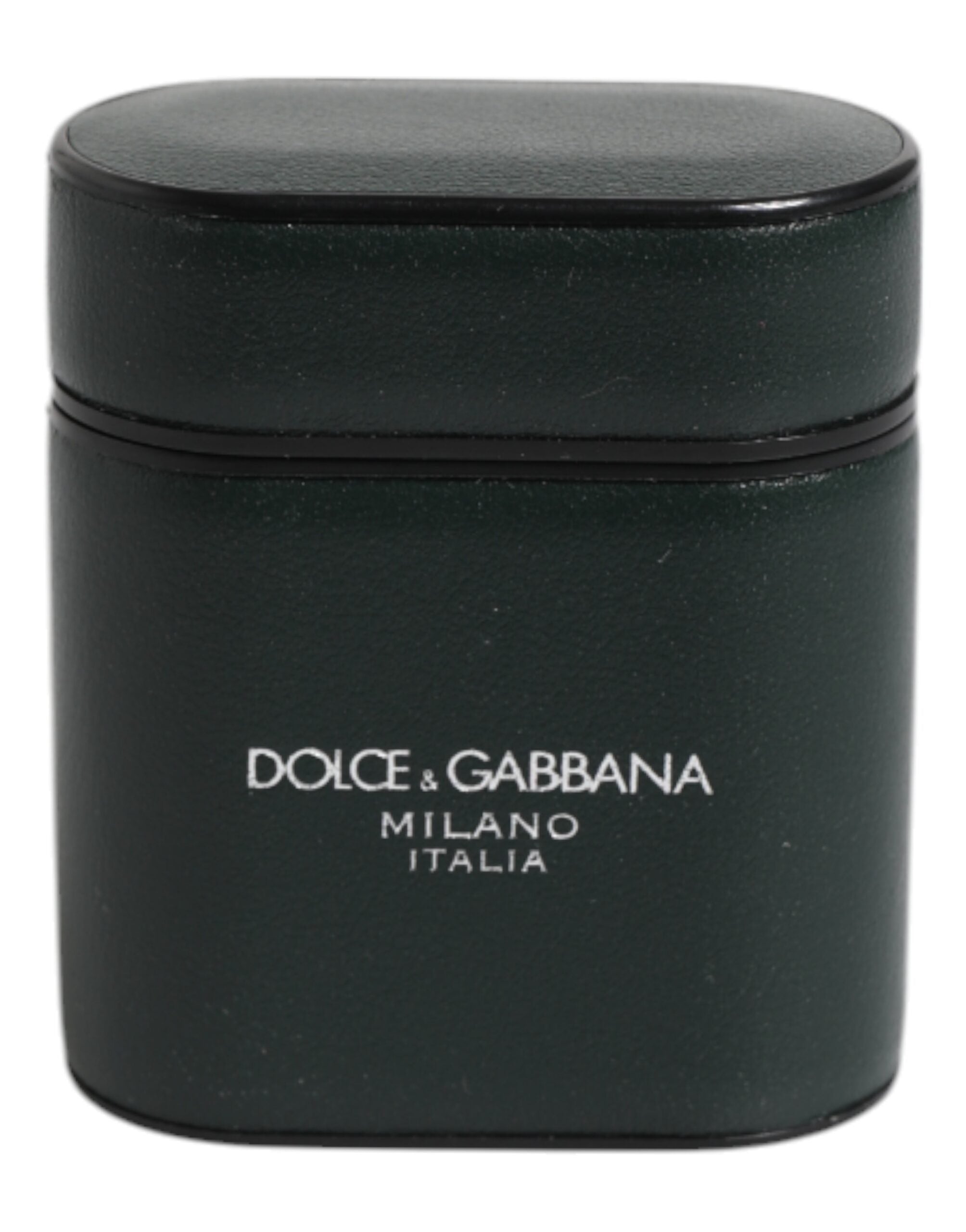 Dolce & Gabbana Grünes Kalbsleder Logo Druck Flip Halter Airpods Fall