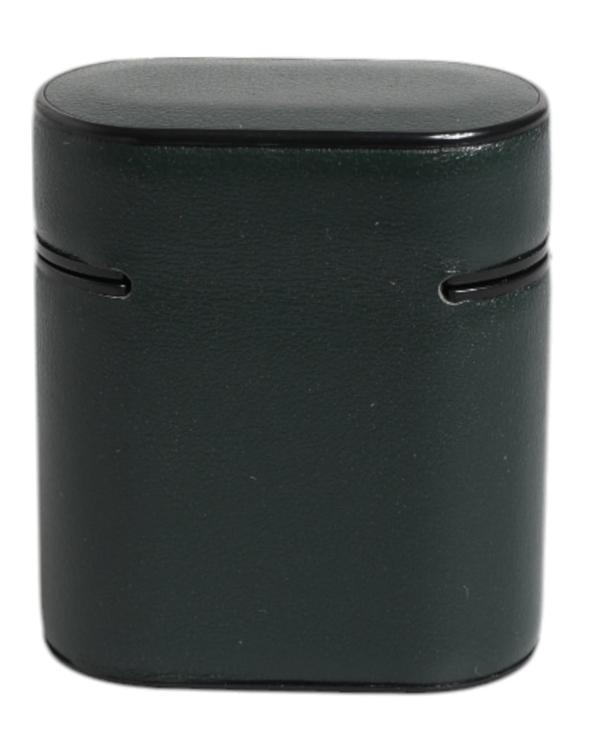 Dolce & Gabbana Grünes Kalbsleder Logo Druck Flip Halter Airpods Fall