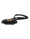 Dolce & Gabbana Schwarzer Lederriemen Gold Metall Logo Plaque Airpods Fall