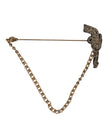 Dolce & Gabbana Schwarz Gold Messing Kupfer Revolver Brosche Anstecknadel