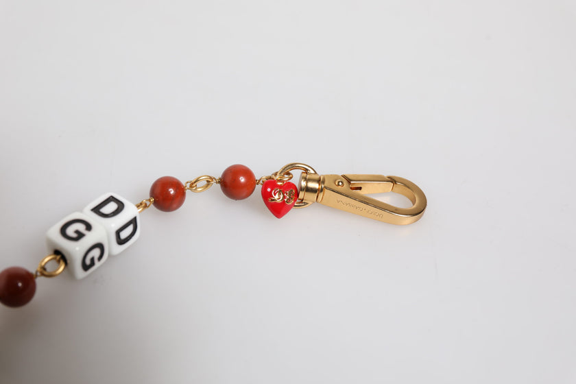 Dolce & Gabbana Multicolor Gold-Ton Messing Kette DG Logo Würfel-Armband