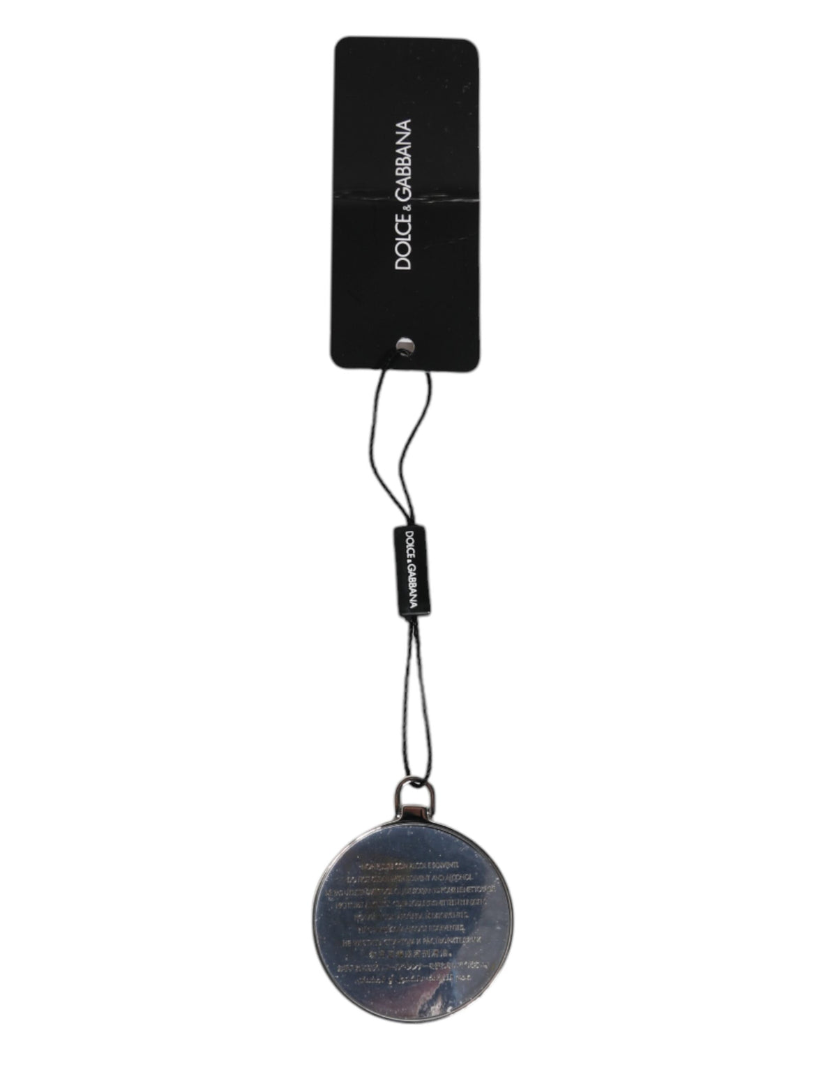 Dolce & Gabbana Pink Calfskin Round Logo Hand Mirror Holder
