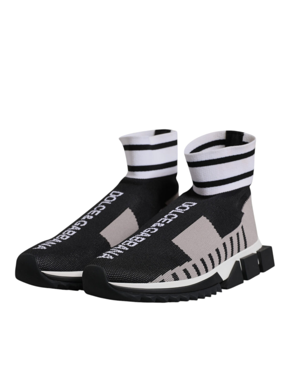 Dolce & Gabbana Schwarz Grau Sorrento Socken Frauen Turnschuhe Schuhe