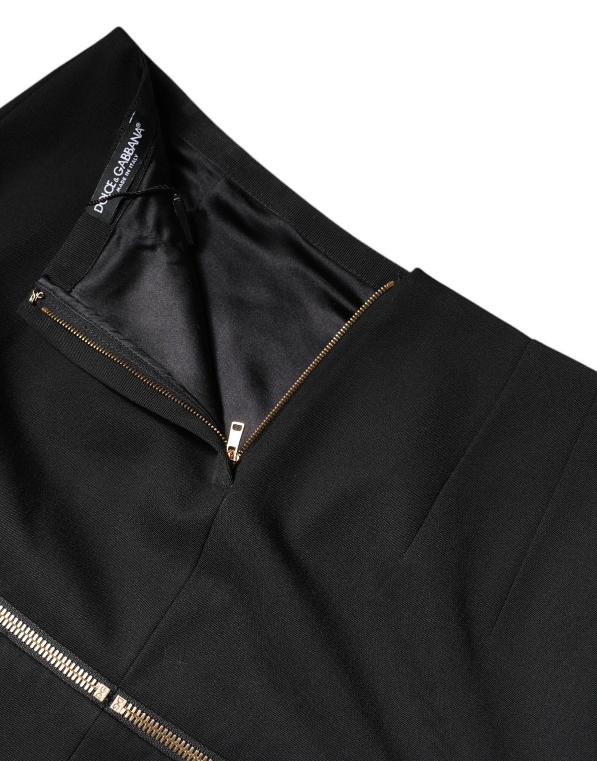 Dolce & Gabbana Schwarzer Minirock aus Schurwolle mit hoher Taille