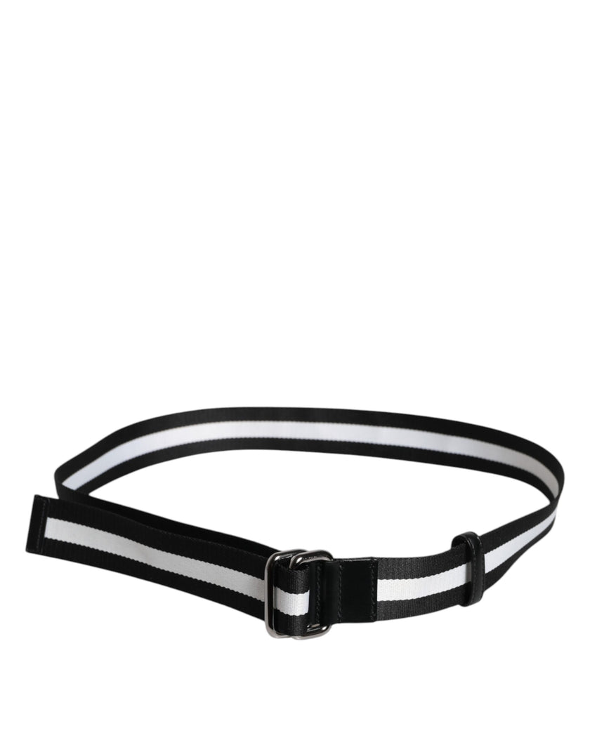 Dolce & Gabbana Gürtel mit gestreifter Metallschnalle und schwarz-gelbem Logo