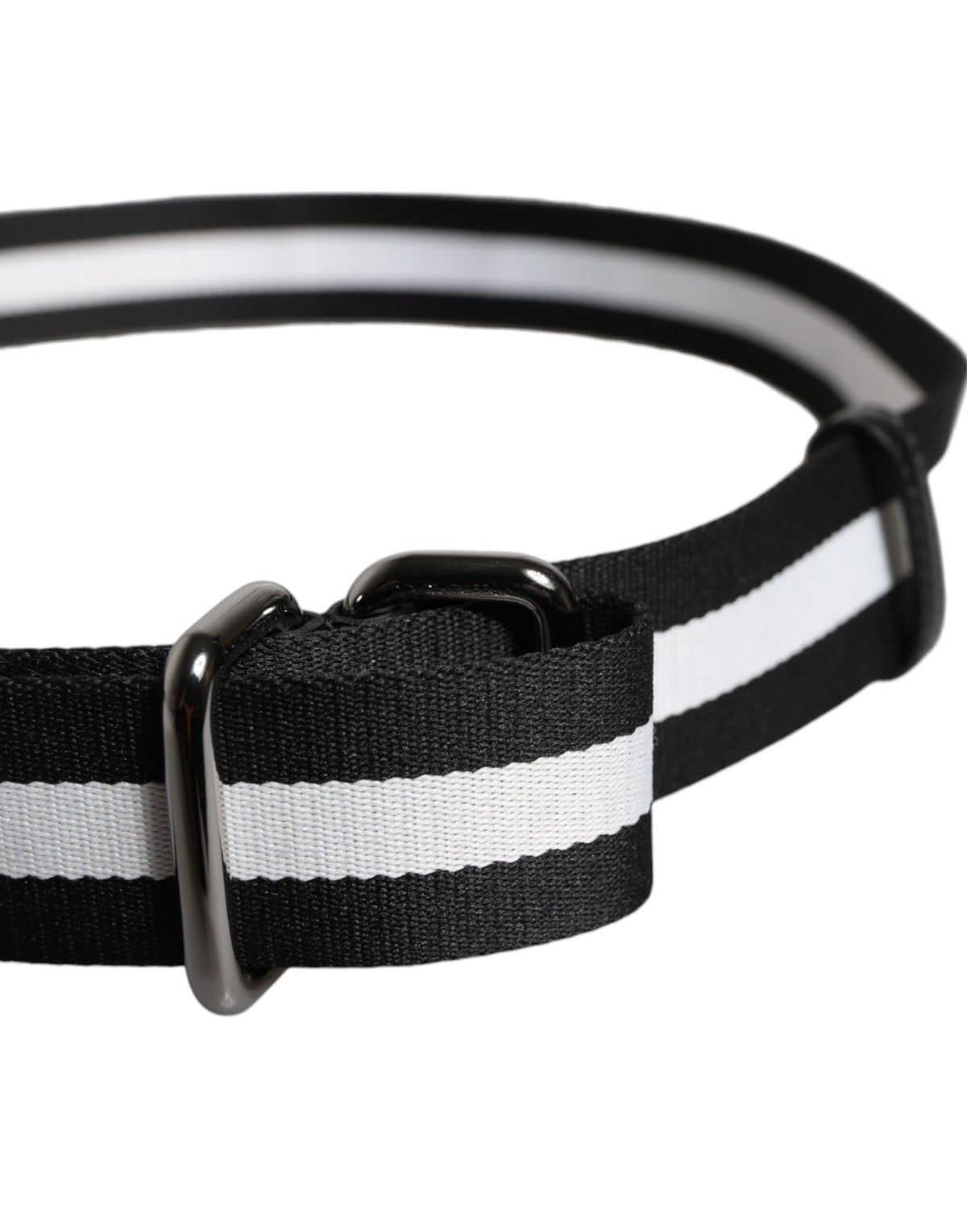 Dolce & Gabbana belt with striped metal buckle and black and yellow logo