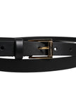 Dolce & Gabbana Schwarzer Kalbsledergürtel mit klassischer Metall-Logo-Schnalle